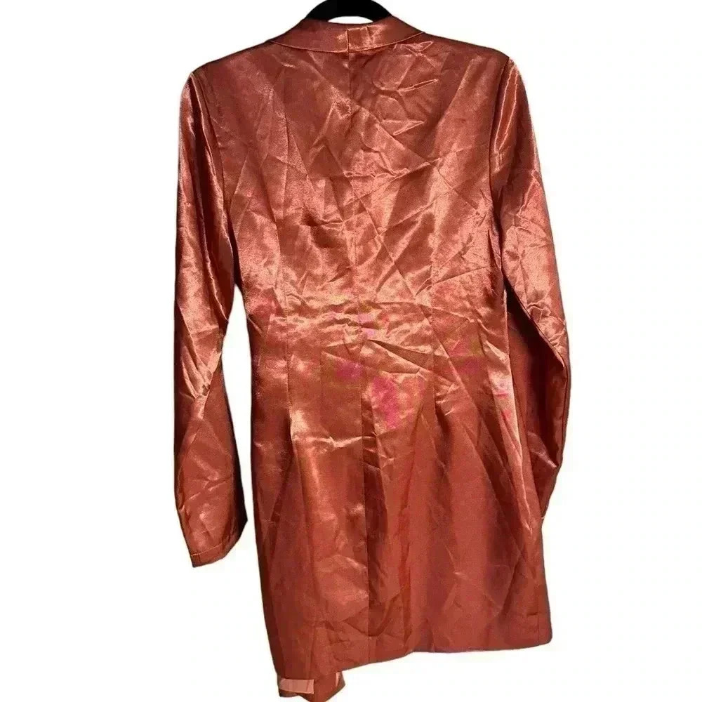 $125 Endless Rose Women's Red Satin Wrap Jacket Tie Shawl Collar Dress Size M - Picture 7 of 8